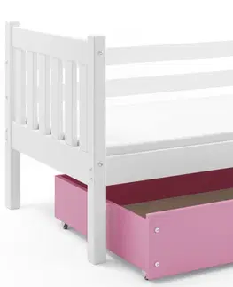 BMS Detská posteľ s úložným priestorom CARINO | 90 x 200 cm Farba: Sivá / ružová