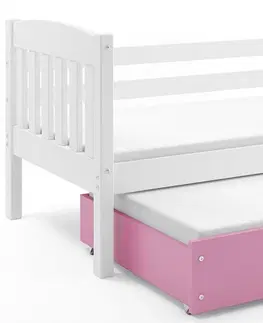 BMS Detská posteľ KUBUŠ 2 s prístelkou | biela Farba: Biela / biela, Rozmer.: 190 x 80 cm