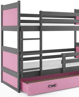 BMS Detská poschodová posteľ RICO | sivá 80 x 190 cm Farba: Biela