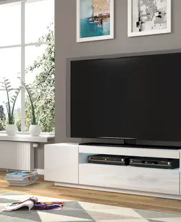 ARTBm TV stolík AURA 200 | biely - biely lesk Variant: s LED osvetlením