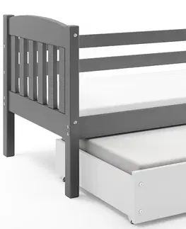 BMS Detská posteľ KUBUŠ 2 s prístelkou | sivá Farba: Sivá / biela, Rozmer.: 190 x 80 cm