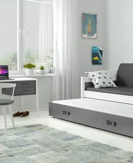 BMS Detská posteľ s prístelkou DAWID | biela 80 x 190 cm Farba: Sivá