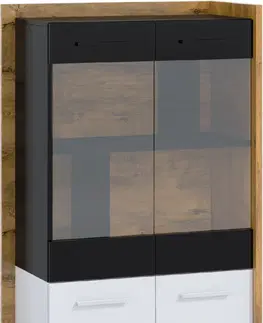 WIP Vitrína BOX-12 Farba: dub artisan / biela / čierna