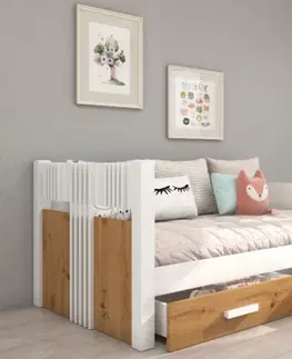 ArtAdrk Jednolôžková posteľ BIBI | 90 x 200 cm Farba: biela / sivá
