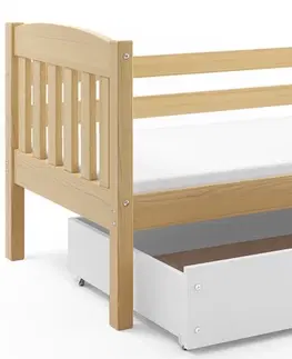 BMS Detská posteľ KUBUŠ 1 s úložným priestorom | borovica Farba: Borovica / biela, Rozmer.: 160 x 80 cm