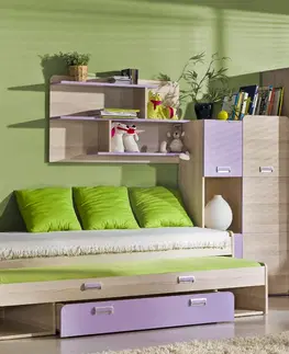 Dolmar Detská posteľ CORNETO L13 Farba: Jaseň coimbra / fialová