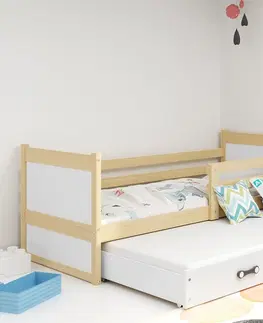 BMS Detská posteľ s prístelkou RICO 2 | borovica 80 x 190 cm Farba: Ružová