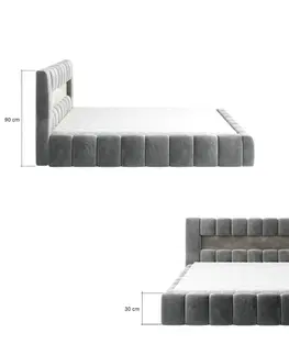 ArtElta Manželská posteľ LAMICA s osvetlením | 140 x 200 cm Farba: Monolith 09
