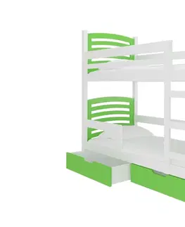 ArtAdrk Detská poschodová posteľ OSUNA Farba: biela / zelená