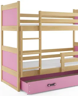 BMS Detská poschodová posteľ RICO |  borovica 90 x 200 cm Farba: Sivá