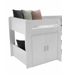 ArtFMbra Detská poschodová posteľ so stolíkom FUNNY Farba: biela / sivá