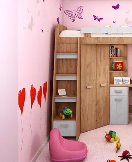 ARTBm Detská rohová vyvýšená posteľ ANTRESOLA Farba: Craft biely / grafit, ľavý
