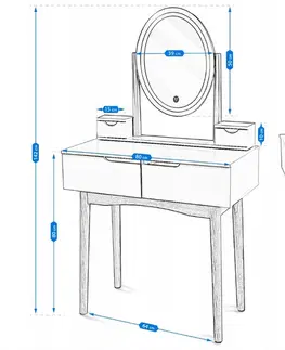 ArtJum Toaletný stolík WERRY s oválnym LED zrkadlom