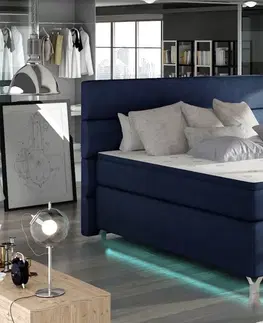 ArtElta Manželská posteľ AMADEO Boxspring s LED osvetlením | 140 x 200 cm Farba: BAO 01 - Berlin 01 (sivá)