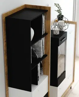 ARTBm Vitrína 3D BOX-13 Farba: dub sonoma svetlá / biela / čierna 