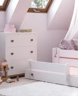 ArtAdrk Detská posteľ s prístelkou EMKA II Farba: Biela / ružový úchyt