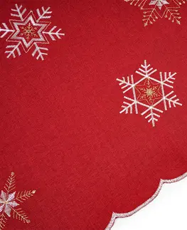 Forbyt Vianočný obrus Vločky červená, 85 x 85 cm