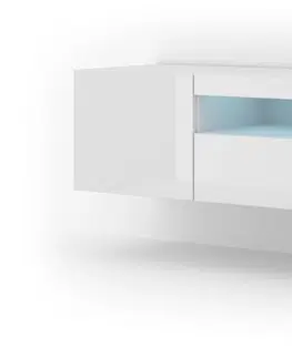 ARTBm TV stolík AURA 200 | biely - biely lesk Variant: s LED osvetlením