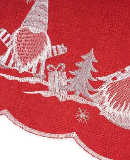Forbyt Vianočný obrus Škriatkovia červená, 40 x 140 cm