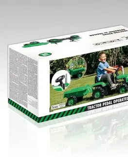 Dolu Detský traktor šliapací s vlečkou, zelená