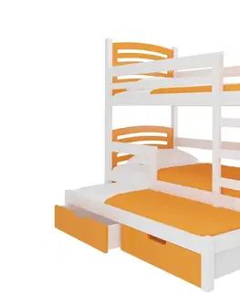 ArtAdrk Detská poschodová posteľ s prístelkou SORIA Farba: biela / ružová