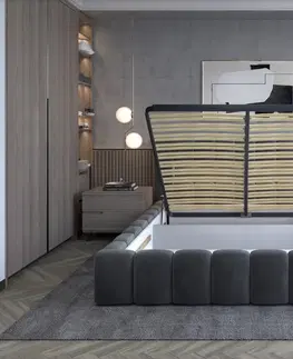 ArtElta Manželská posteľ LAMICA s osvetlením | 180 x 200 cm Farba: Monolith 29