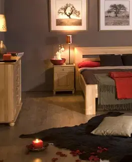 Drewmax Manželská posteľ - masív LK117 | 180 cm borovica Farba: Orech
