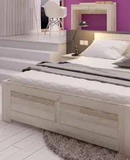 Drewmax Manželská posteľ - masív LK212 | 140 cm dub Farba: Dub brendy