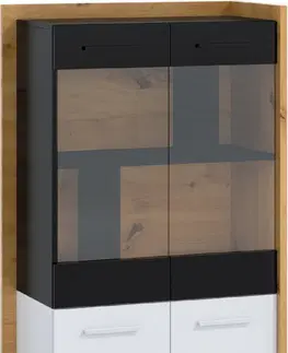 WIP Vitrína BOX-12 Farba: dub burgun / biela / čierna 