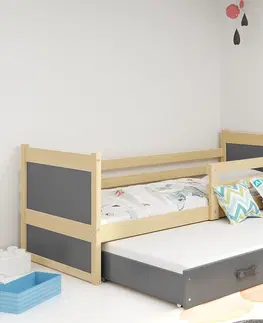 BMS Detská posteľ s prístelkou RICO 2 | borovica 90 x 200 cm Farba: Zelená