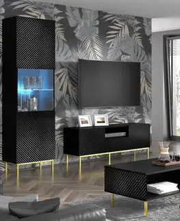 ARTBm TV stolík RAVENNA C 3D 150 | čierna lesklá Prevedenie: Čierna / čierny lesk / čierne nohy