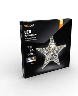 Solight LED ratanová hviezda, 40x LED, 2x AA, 40 cm