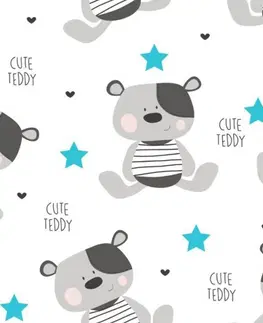New Baby Nepremokavá flanelová podložka Cute Teddy biela, 57 x 47 cm