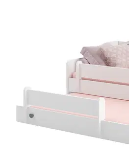 ArtAdrk Detská posteľ s prístelkou EMKA II Farba: Biela / ružový úchyt