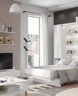 Dig-net nábytok Sklápacia posteľ BED CONCEPT BC-01p | biely lesk 140 x 200 cm