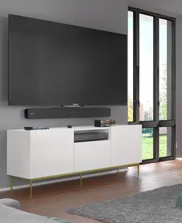 ARTBm Tv stolík DIUNA 145 2D1K | biela matná Prevedenie: Biely mat / zlatá podnož