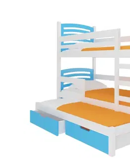 ArtAdrk Detská poschodová posteľ s prístelkou SORIA Farba: borovica / oranžová
