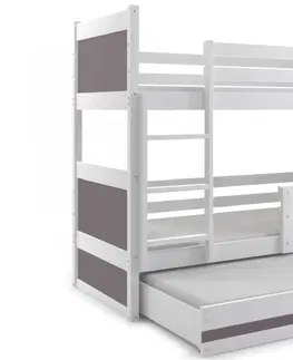BMS Detská poschodová posteľ s prístelkou RICO 3 | biela 80 x 190 cm Farba: Ružová