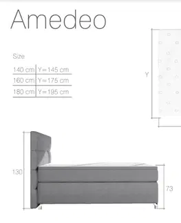 ArtElta Manželská posteľ AMADEO Boxspring s LED osvetlením | 180 x 200 cm Farba: BAO 07 - Sawana 26