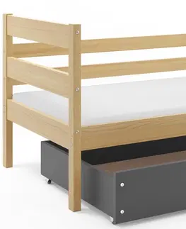 BMS Detská jednolôžková posteľ s úložným priestorom ERYK | borovica Farba: Borovica / modrá, Rozmer.: 190 x 80 cm