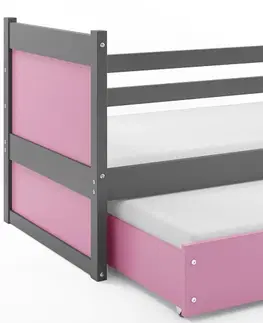 BMS Detská posteľ s prístelkou RICO 2 | sivá 80 x 190 cm Farba: Biela