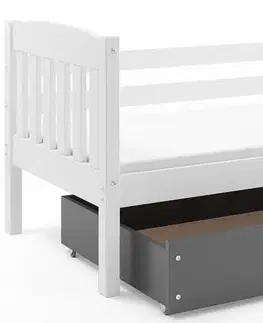 BMS Detská posteľ KUBUŠ 1 s úložným priestorom| biela Farba: biela / zelená, Rozmer.: 160 x 80 cm