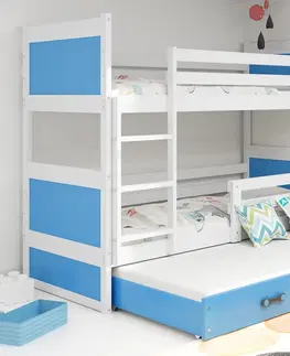 BMS Detská poschodová posteľ s prístelkou RICO 3 | biela 80 x 160 cm Farba: Biela
