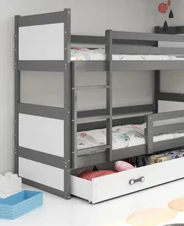 BMS Detská poschodová posteľ RICO | sivá 90 x 200 cm farba: Sivá