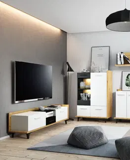 WIP TV stolík 2D1S BOX-09 Farba: craft zlatý / biela / čierna 