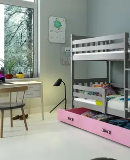 BMS Poschodová detská posteľ CARINO | 80 x 190 cm Farba: biela / ružová