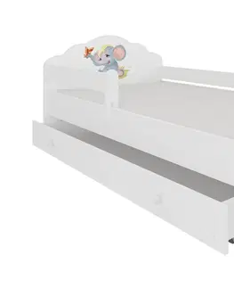 ArtAdrk Detská posteľ CASIMO | Sloník so zásuvkou Prevedenie: so zábranou