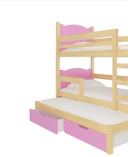 ArtAdrk Detská poschodová posteľ LETICIA Farba: biela / ružová