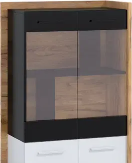 WIP Vitrína BOX-12 Farba: dub burgun / biela / čierna 