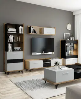 WIP TV stolík BOX-08 Farba: dub sonoma svetlá / biela / čierna 